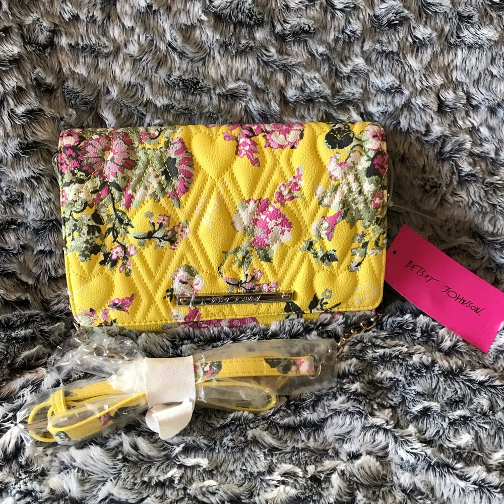 - NWT Betsey Johnson Floral Clutch & Crossbo…